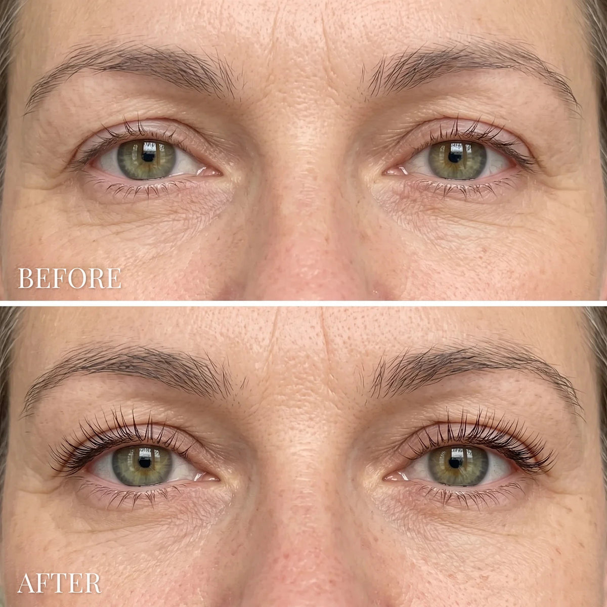 Lashes before and after, illustrative image