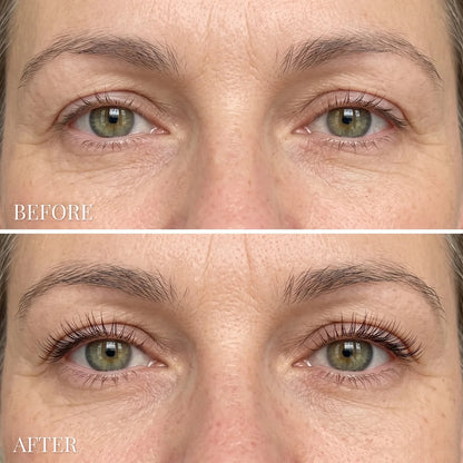 Lashes before and after, illustrative image